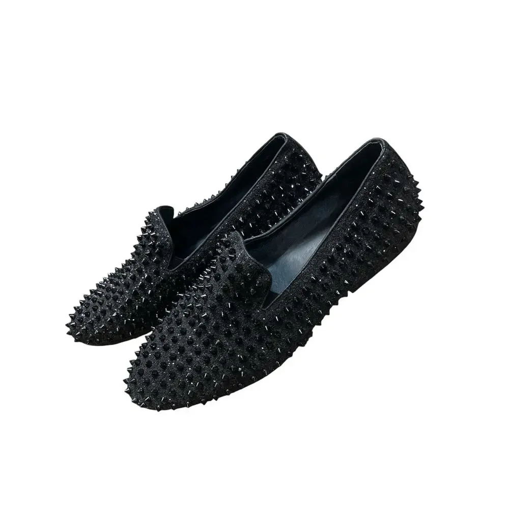 Jump New York Luxor Loafers-Men Sz 12-Glitter Pointed Black Spikes